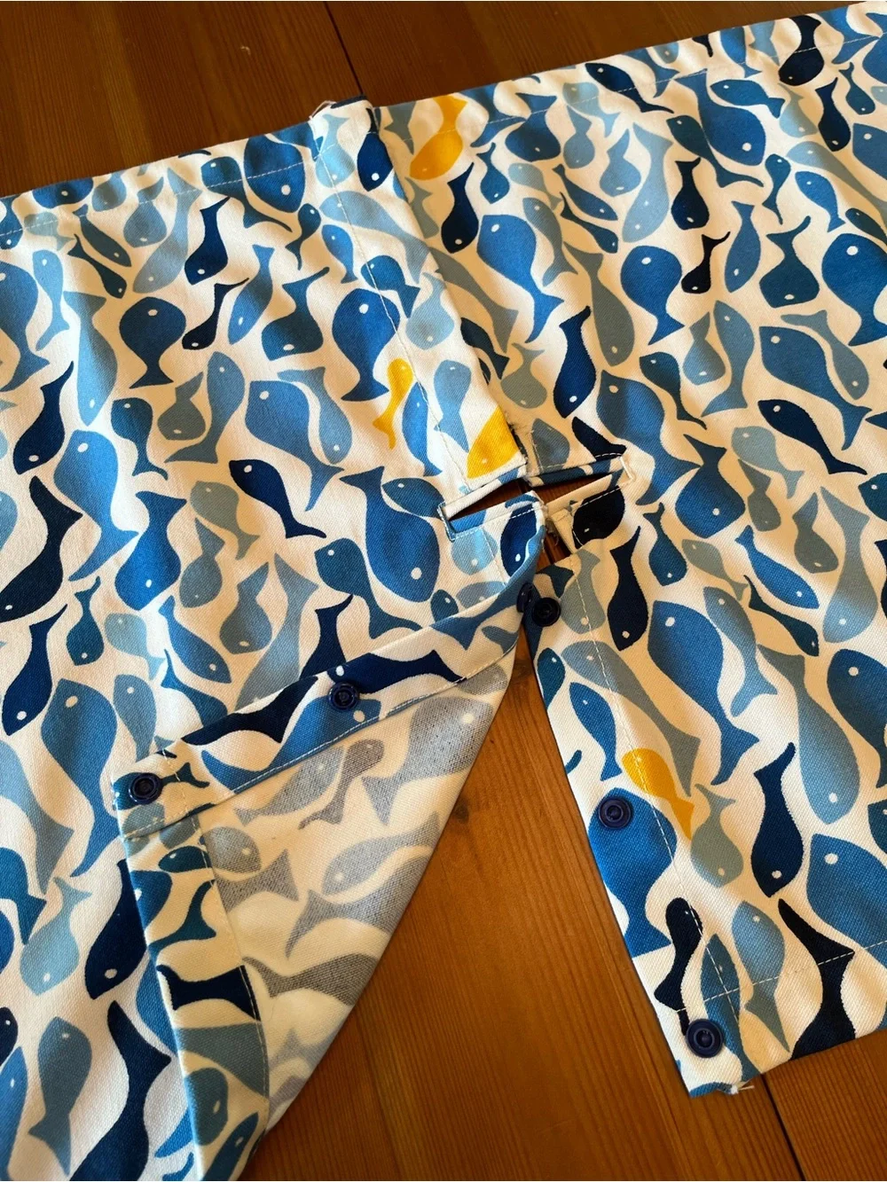 Pottery Barn Outdoor Table Runner School of Fish Blue 2pc Umbrella Hole 18x108